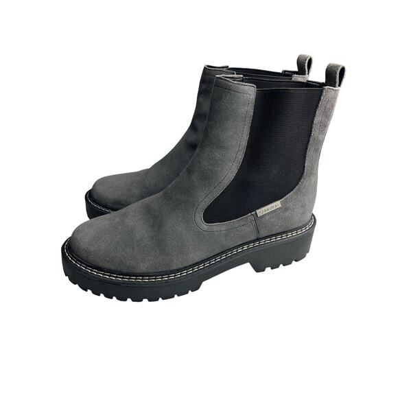 Calvin Klein Grey Suede Chelsea Lug Sole Boots Size 9M